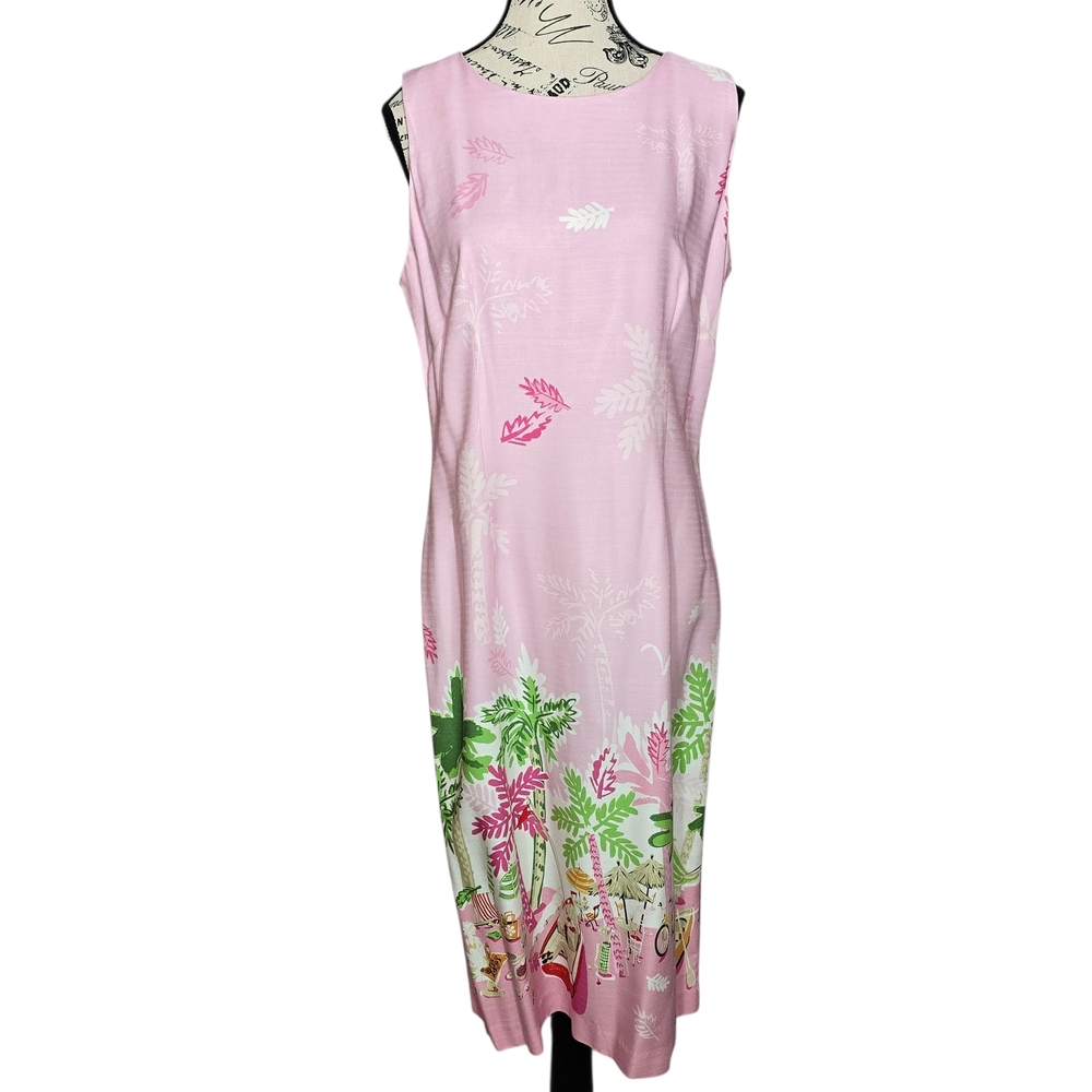 NWOT Wearable Art Pink Sleeveless Midi Novelty Dress 10
